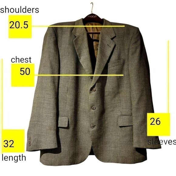 English Manor Light Brown Checked Professional Business Sports Coat Suit Jacket - Picture 2 of 10